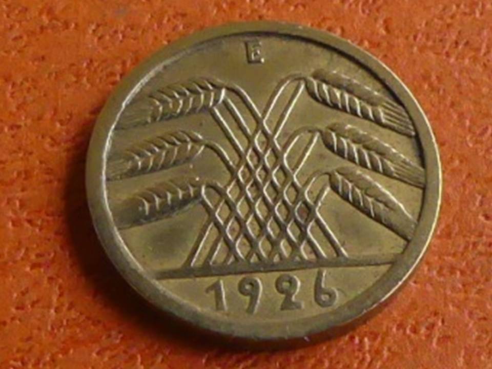  Deutschland Weimarer Republik 5 Pfennig 1926 E, seltener Jahrgang   