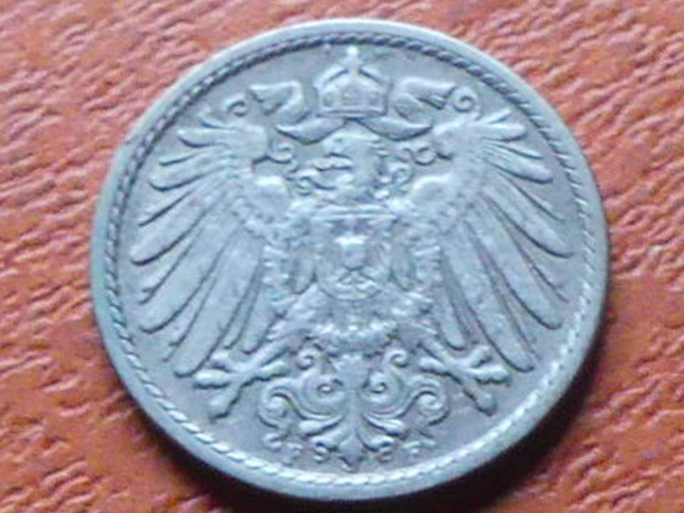  Deutschland Kaiserreich 5 Pfennig 1909 F, seltener Jahrgang   
