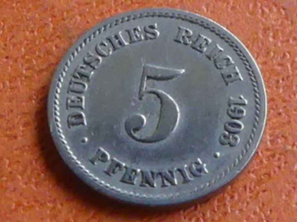  Deutschland Kaiserreich 5 Pfennig 1903 G, seltener Jahrgang   