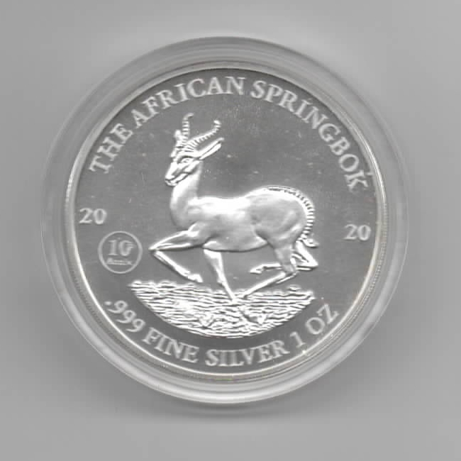  Gabun, 1000 Francs, The African Springbok 2020, 1 unze oz Feinsilber   