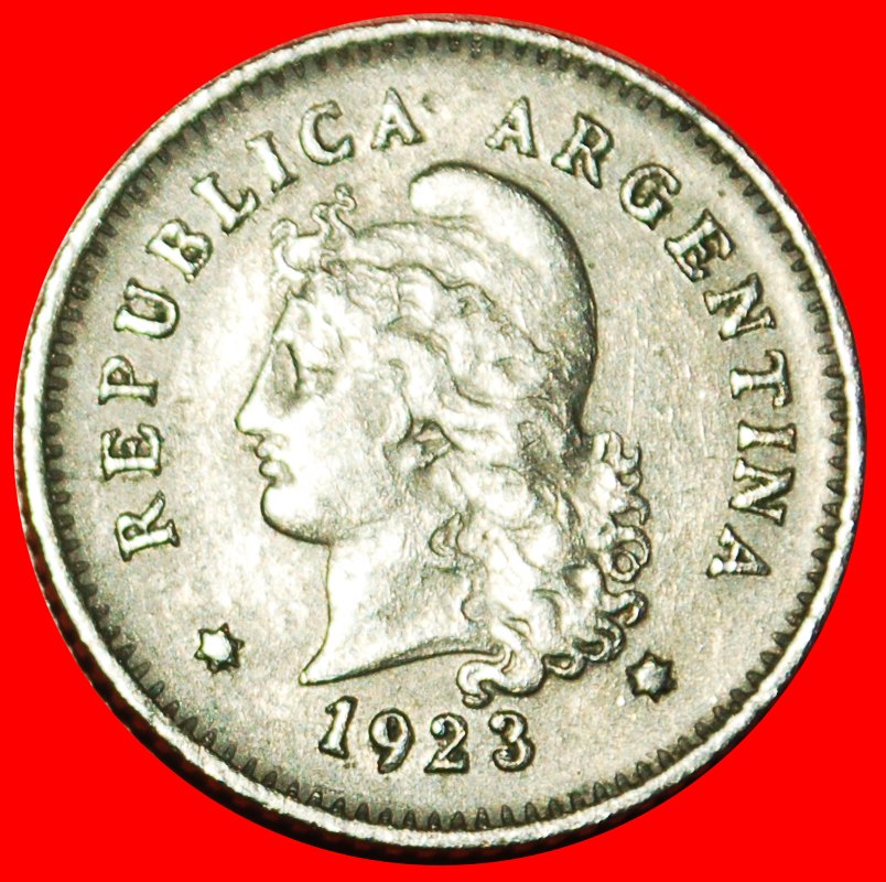  * DAVIDSTERNE (1896-1942)★ ARGENTINIEN ★ 10 CENTAVO 1923! UNGEWÖHNLICH! OHNE VORBEHALT!   