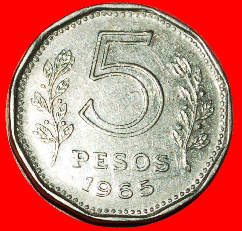  * SCHIFF (1961-1968): ARGENTINIEN ★ 5 PESO 1965 STEMPEL B! OHNE VORBEHALT!   