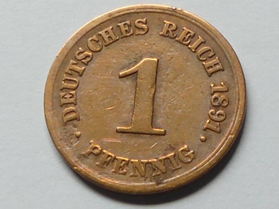  Deutschland Kaiserreich 1 Pfennig 1891 F seltener Jahrgang   