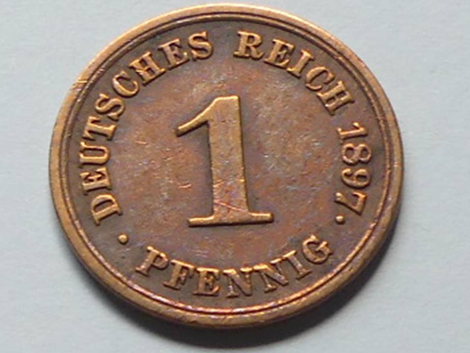  Deutschland Kaiserreich 1 Pfennig 1897 E seltener Jahrgang   