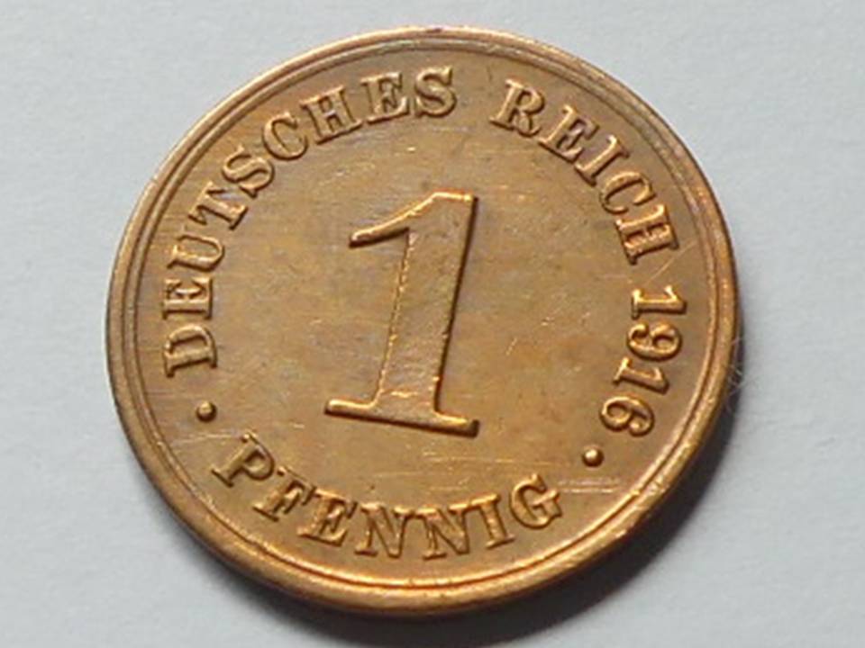  Deutschland Weimarer Republik 1 Pfennig 1916 G seltener Jahrgang   