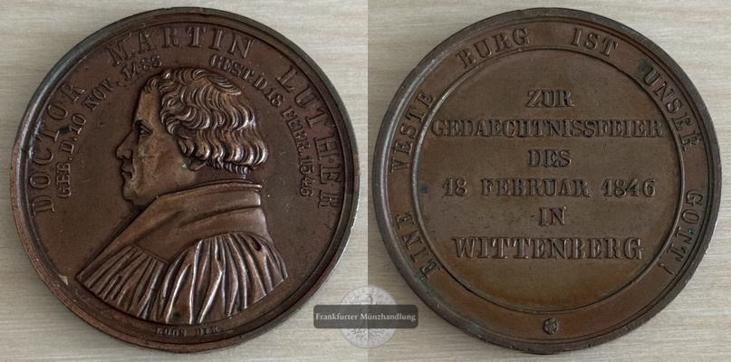  Deutschland,   Wittenberg   1846    Bronze Medaille    FM-Frankfurt   