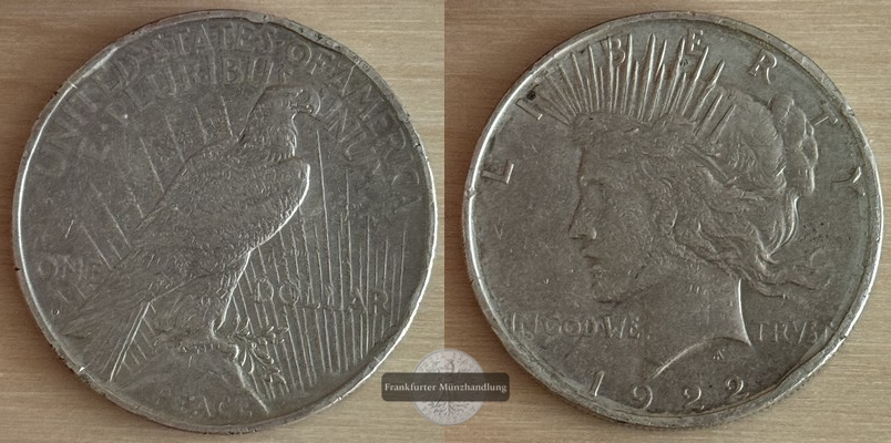  USA  1 Dollar  Peace Dollar  1922  FM-Frankfurt Feingewicht: 24,06g   