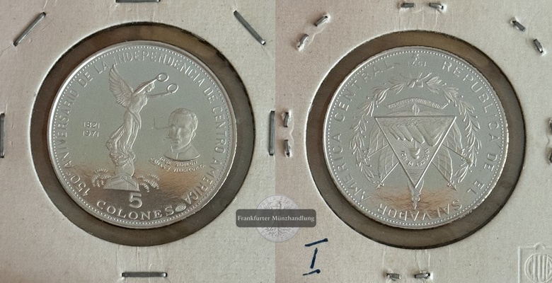  El Salvador  5 Colones    1971  FM-Frankfurt Feingewicht: 11,5g Silber   