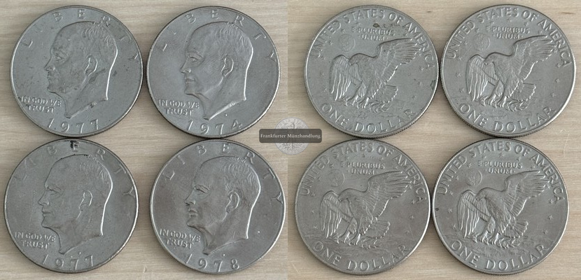  USA, 1 Dollar 1974-1978 Eisenhower  FM-Frankfurt   Feinsilber: 39,34g   