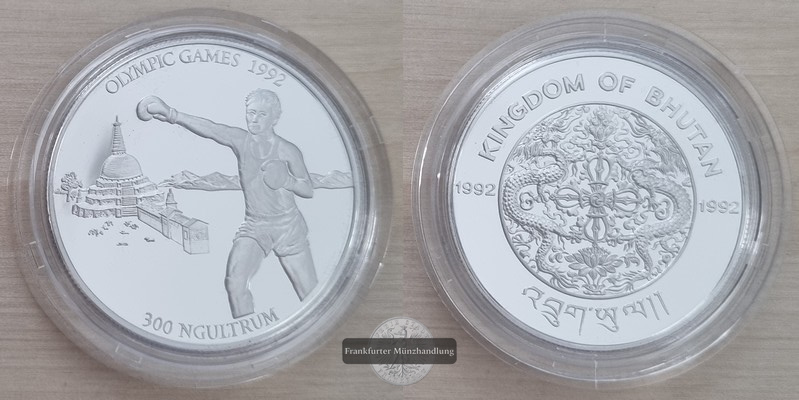  Bhutan,  300 Ngultrum  1992 Olympic Games   FM-Frankfurt  Feinsilber: 29,11g   