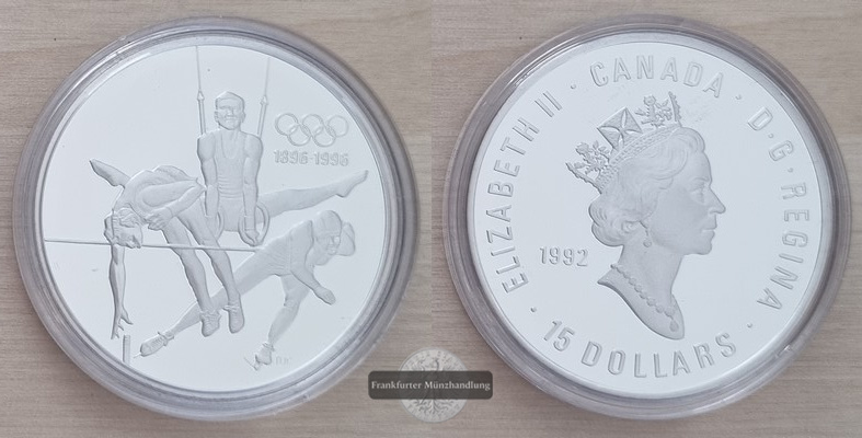  Kanada,  15 Dollar 1992  Olympic Games   FM-Frankfurt  Feinsilber: 31,11g   