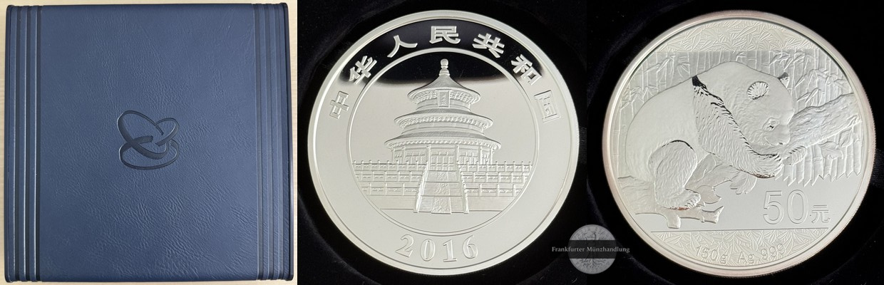  China  50 Yuan  2016 Silberpanda   FM-Frankfurt  Feinsilber: 155,5g   