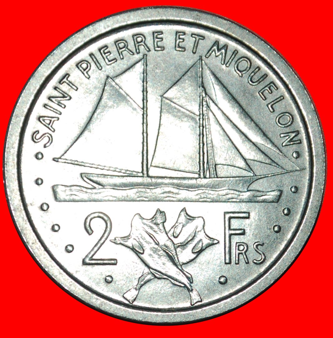  Ⰶ FRANCE: SAINT PIERRE AND MIQUELON ★ 2 FRANCS 1948 RARE! SHIPS! UNC LUSTRE★ LOW START ★ NO RESERVE!   