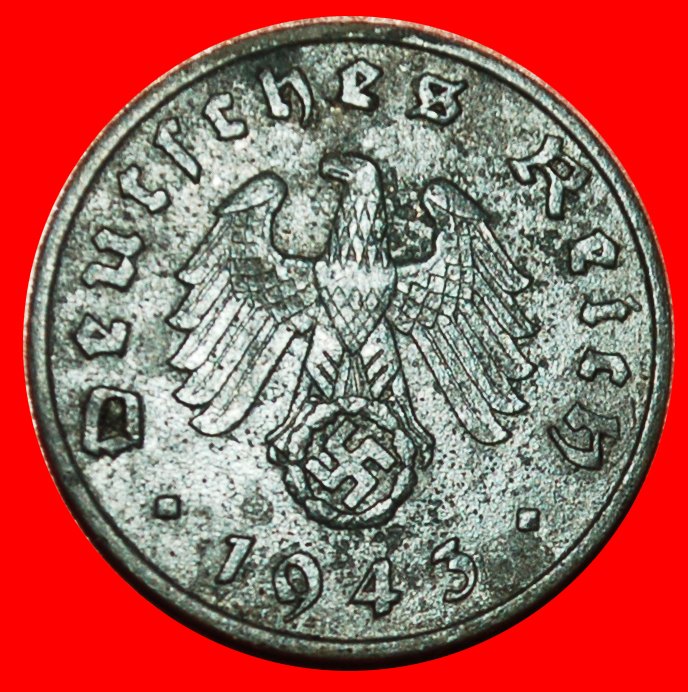  Ⰶ SWASTIKA (1940-1945): GERMANY ★ 1 PFENNIG 1943A! THIRD REICH 1933-1945! LOW START ★ NO RESERVE!   