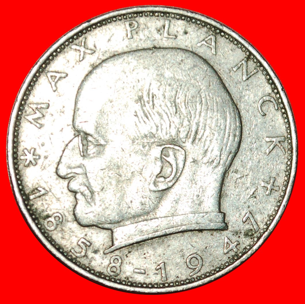  Ⰶ NOBEL PRIZE 1918: GERMANY★2 MARKS 1958F MAX PLANCK (1858-1947) DIE A BADEN★LOW START ★ NO RESERVE!   