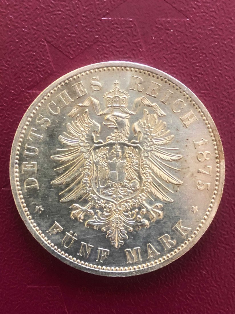  Preussen 5 Mark 1875 A   