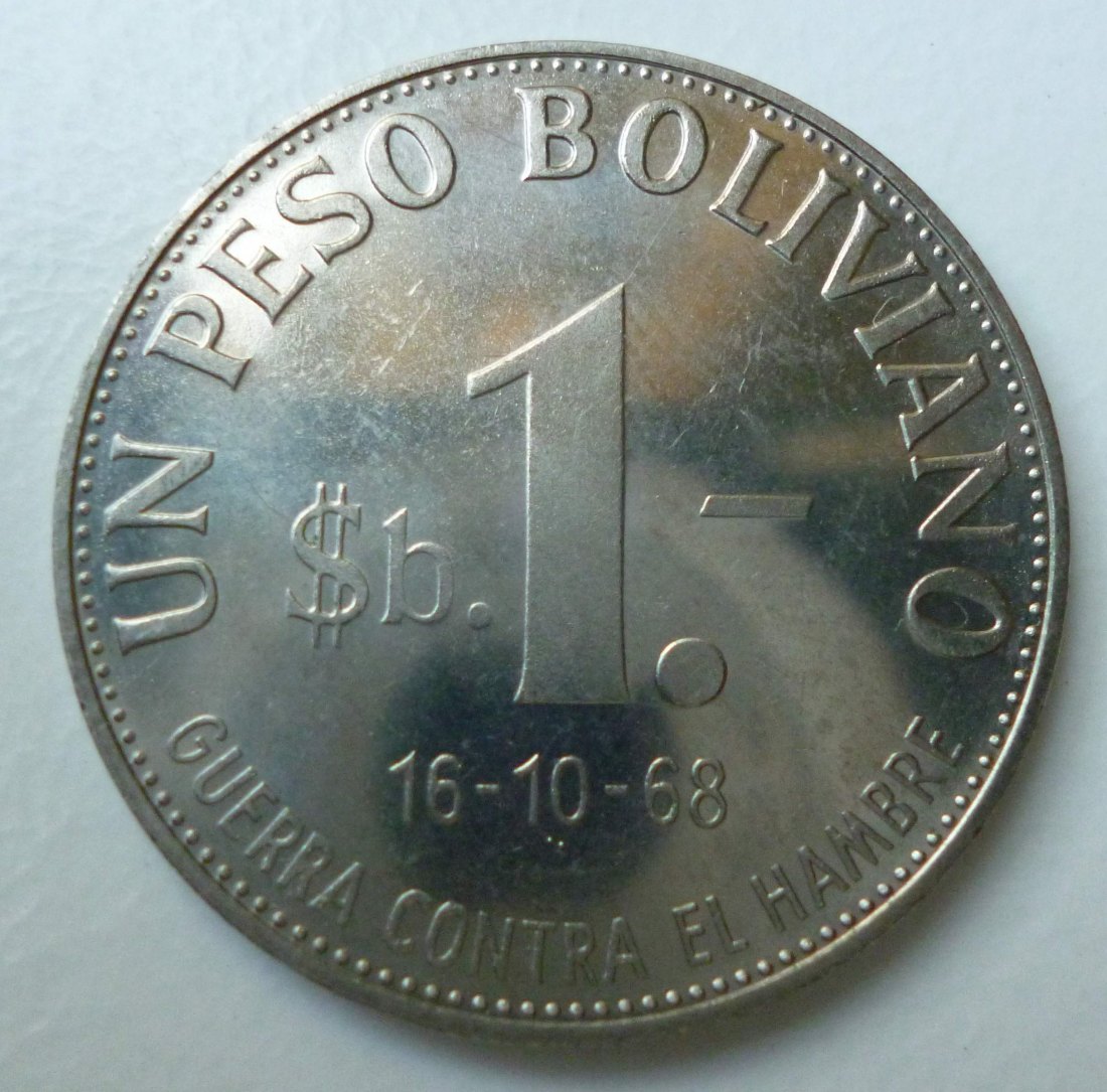  Bolivien 1 Peso Boliviano 1968 FAO Ausgabe Kampf gegen den Hunger   