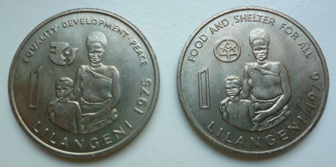  Swasiland 2x 1 Lilangeni 1975/1976 Internationales Jahr der Frau FAO   