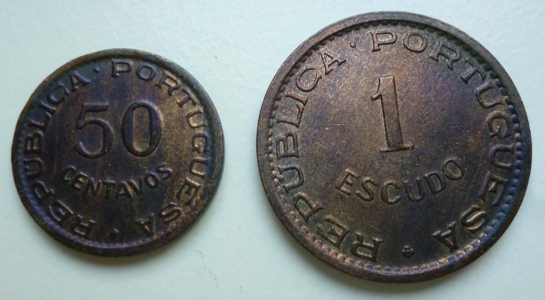  Angola 50 Centavos 1961 und 1 Escudo 1963 Kolonie Portugal   