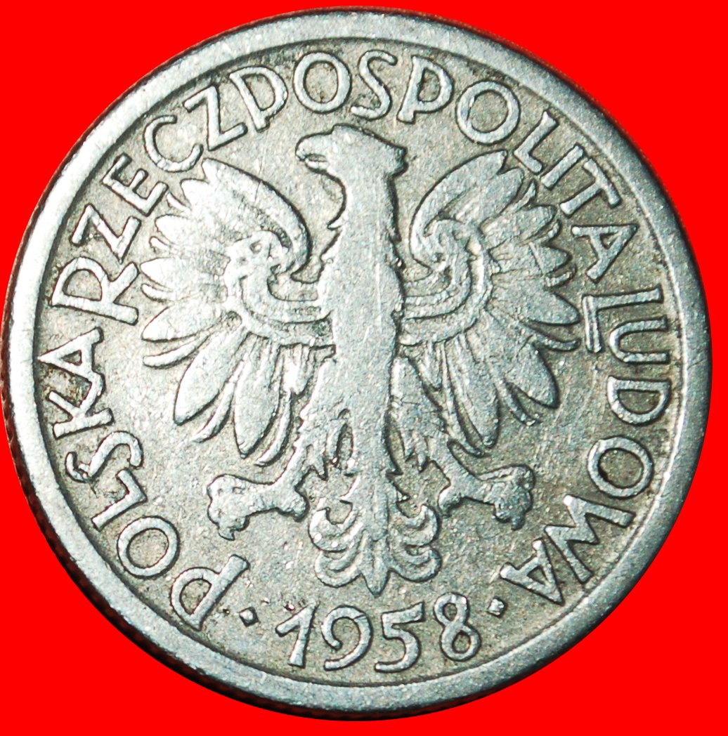  Ⰶ SOCIALIST STARS ON EAGLE (1958-1974): POLAND ★ 2 ZLOTYS 1958! ★LOW START ★ NO RESERVE!   