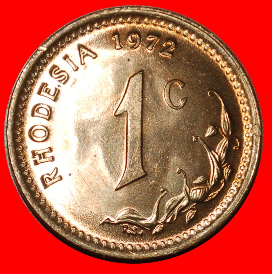  Ⰶ SÜDAFRIKA (1970-1977): RHODESIEN ★ 1 CENT 1972! UNANERKANNTES LAND★ STG SELTEN★OHNE VORBEHALT!   