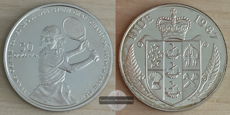  Niue  50 Dollar  1987  Olympics Seoul 1988   FM-Frankfurt  Feinsilber: 16,94g   