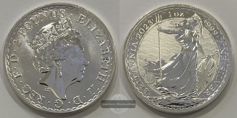  Großbritannien  2 Pounds 2023   Standing Britannia  FM-Frankfurt  Feinsilber: 31,1g   