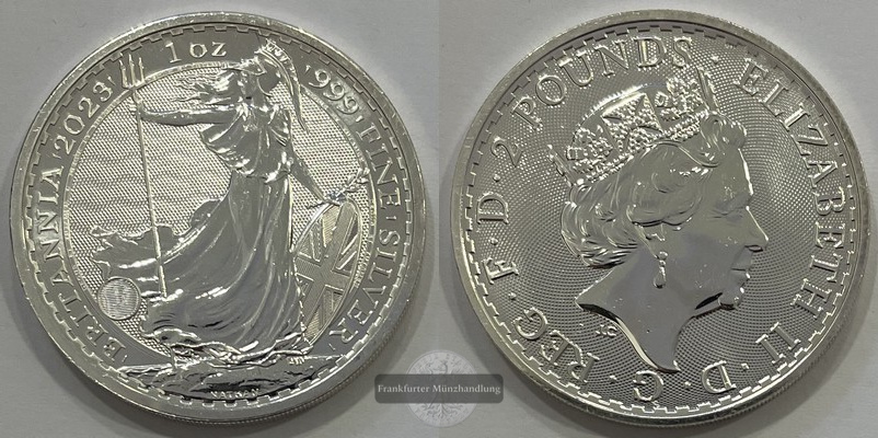  Großbritannien  2 Pounds 2023   Standing Britannia  FM-Frankfurt  Feinsilber: 31,1g   