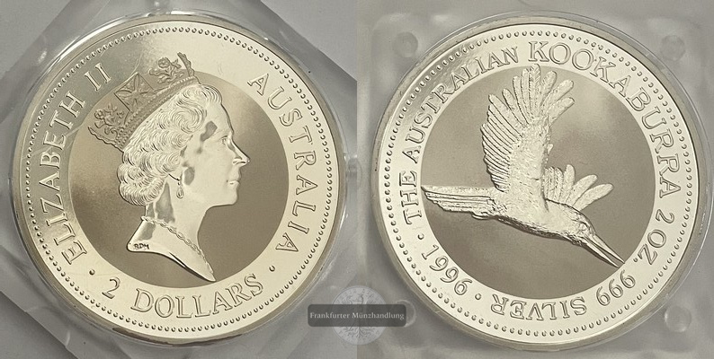  Australien  2 Dollar 1996 Kookaburra  FM-Frankfurt Feingewicht: 62,14g   