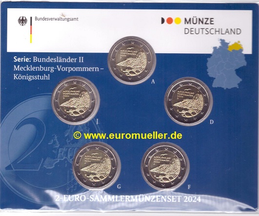 Deutschland 5x 2 Euro Gedenkmünze 2024...Meck.-Pom....bu.   