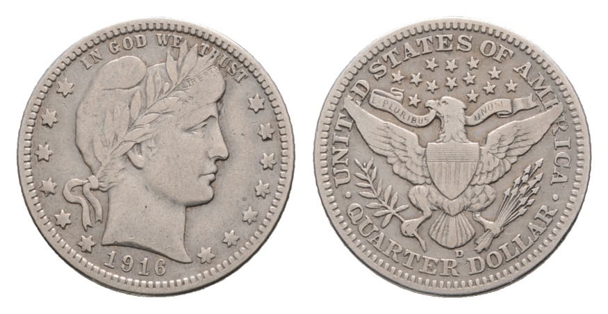  USA; Quarter Dollar 1916   