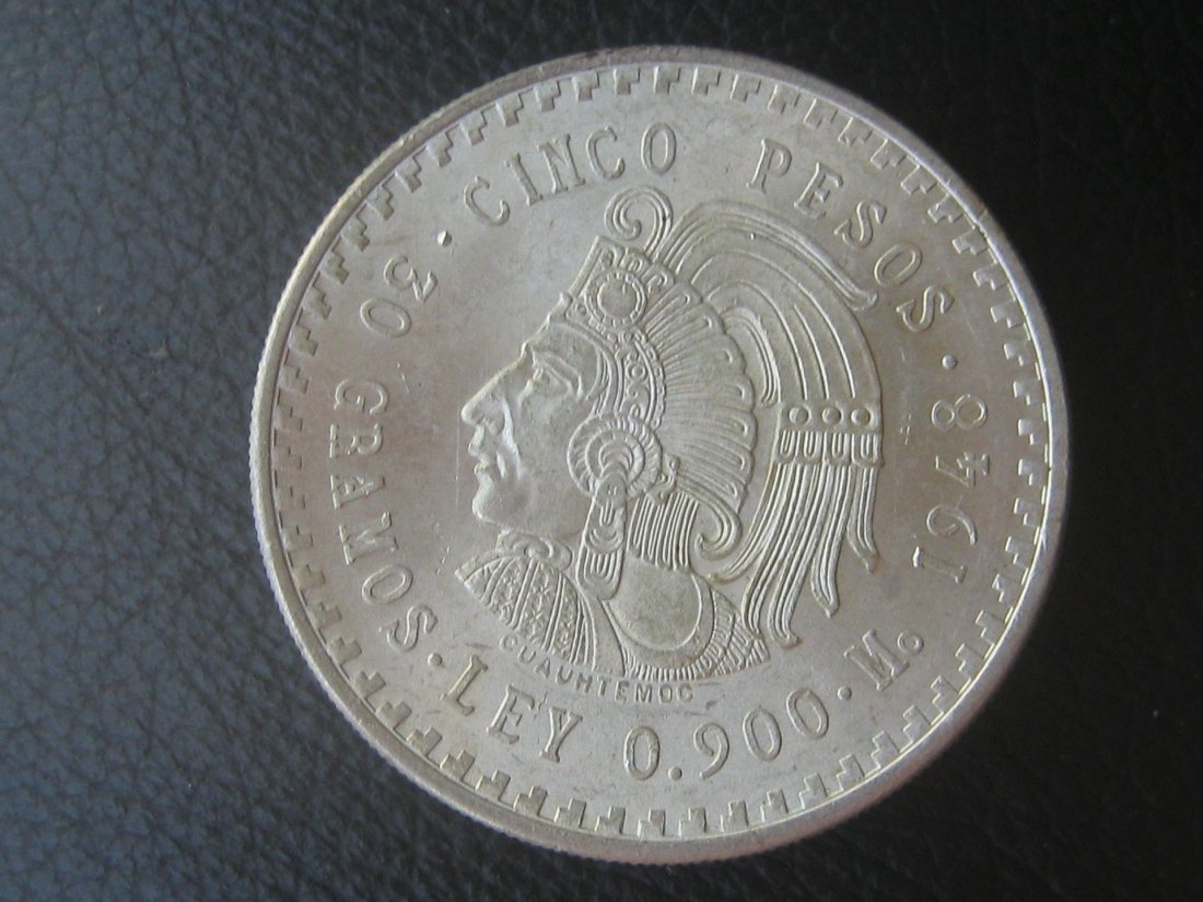  Mexiko 5 Pesos 1948, 900er Silber, 30 Gramm   