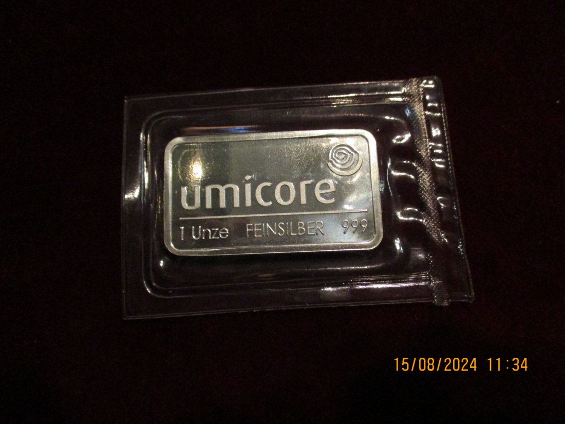  1 Oz Silberbarren Umicore 999er Silber   