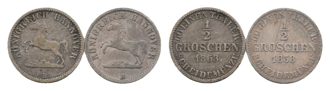  Hannover, 2 Kleinmünzen 1858 / 1863   