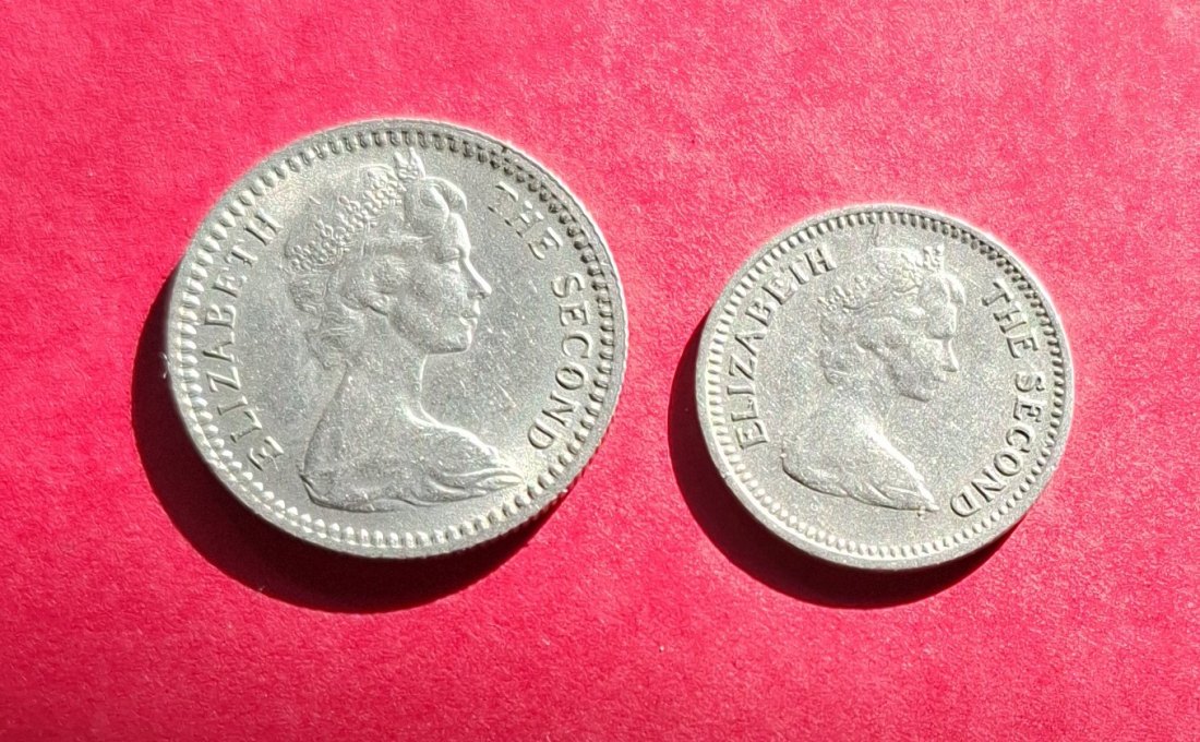  RHODESIEN 5c 1964 (6d) & 3 Pence 1968  ***fast unzirkuliert***   