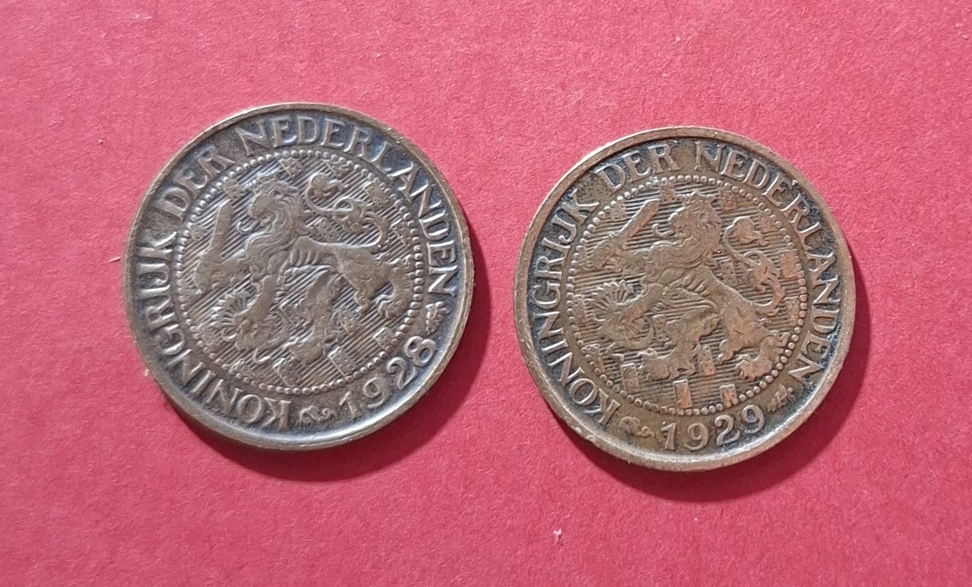  NIEDERLANDE 1 Cent 1928 & 1929 **VZ**   