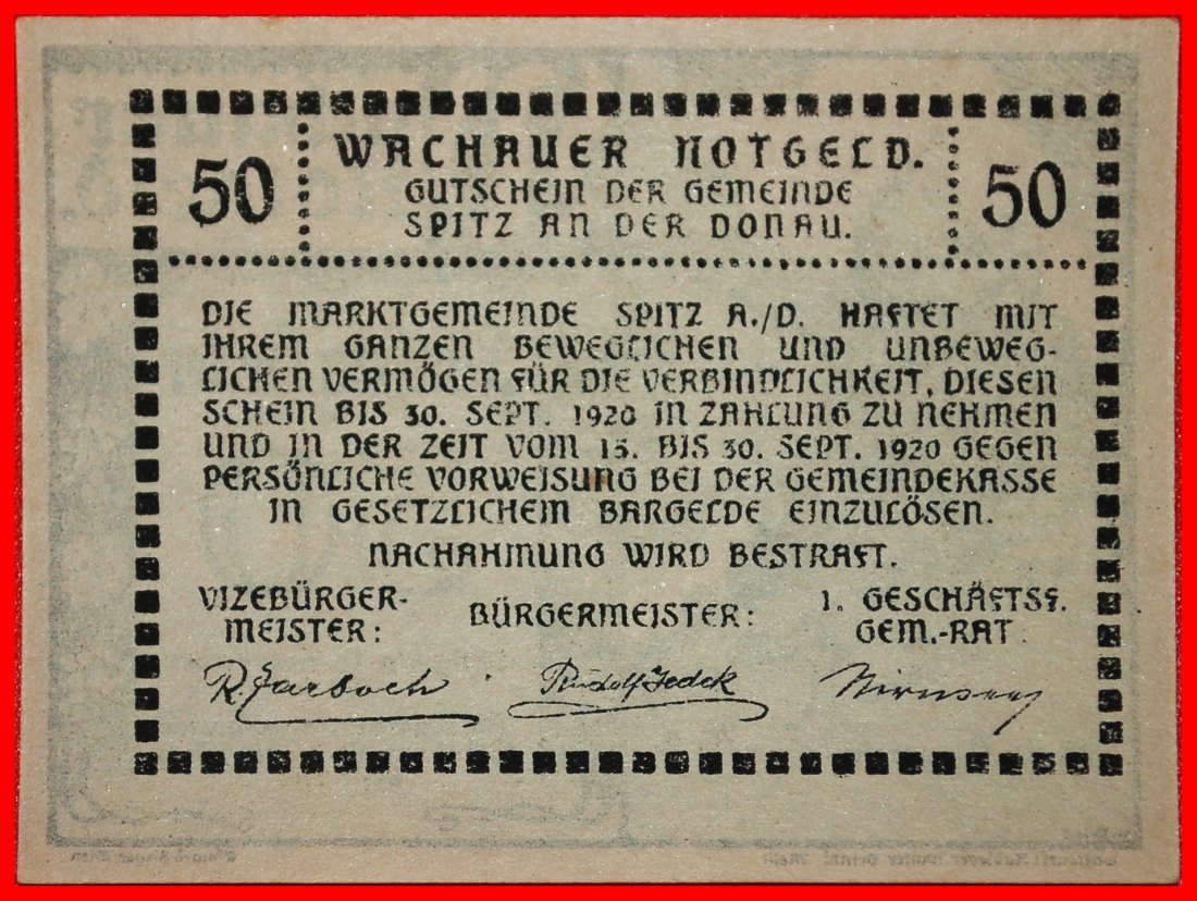  Ⰶ VIENNA: AUSTRIA SPITZ★50 HELLERS 1920 UNC CRISP! UNCOMMON! TO BE PUBLISHED★LOW START ★ NO RESERVE!   