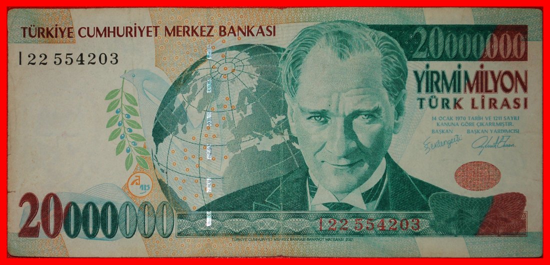  * ATATURK (1923-1938): TURKEY ★ 20000000 LIRAS 2001 EPHESUS! RARITY!★LOW START ★ NO RESERVE!   