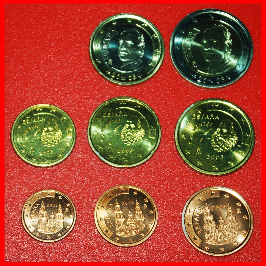  Ⰶ EURO 1999-2024: SPAIN ★ BU SET 2003! JUAN CARLOS I (1975-2014)★LOW START ★ NO RESERVE!   