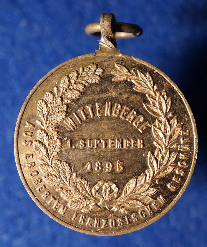  Brandenburg-Preußen, Medaille Wittenberge 1895, aus erbeutetem Geschütz   