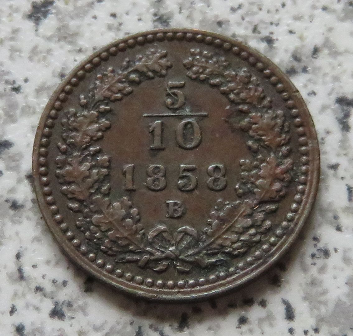  Österreich K & K 5/10 Kreuzer 1858 B   