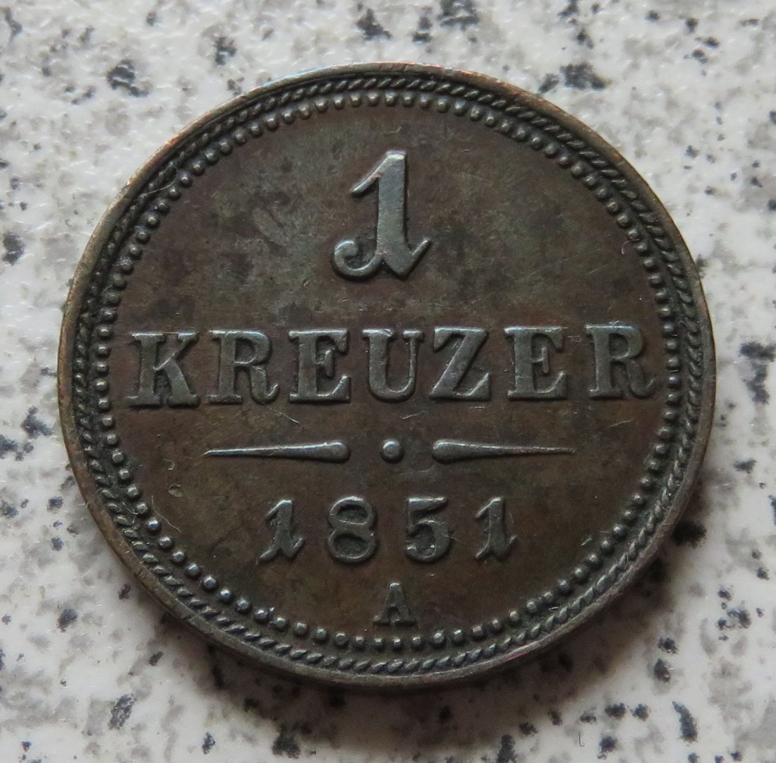  Österreich K & K 1 Kreuzer 1851 A   