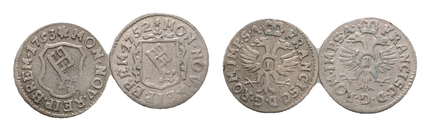  Bremen; 2 Kleinmünzen 1753/1752   