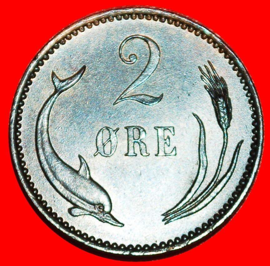  Ⰶ 2 SOLD DOLPHIN (1874-1906): DENMARK ★ 2 ORE 1897! CHRISTIAN IX (1863-1906)★LOW START ★ NO RESERVE!   