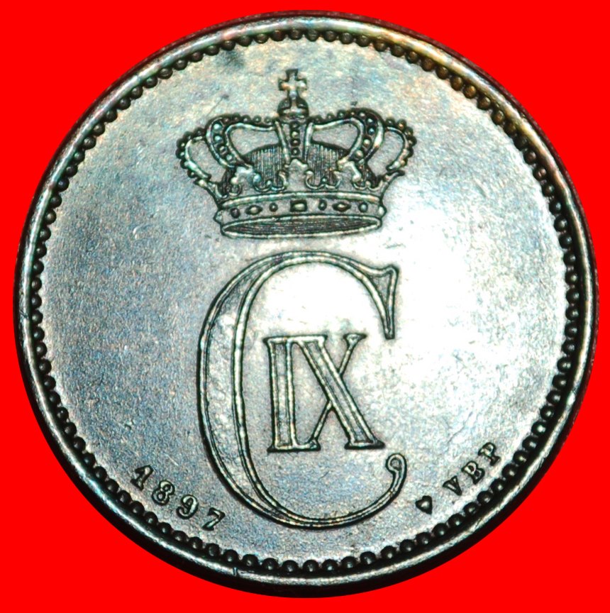  Ⰶ 2 SOLD DOLPHIN (1874-1906): DENMARK ★ 2 ORE 1897! CHRISTIAN IX (1863-1906)★LOW START ★ NO RESERVE!   