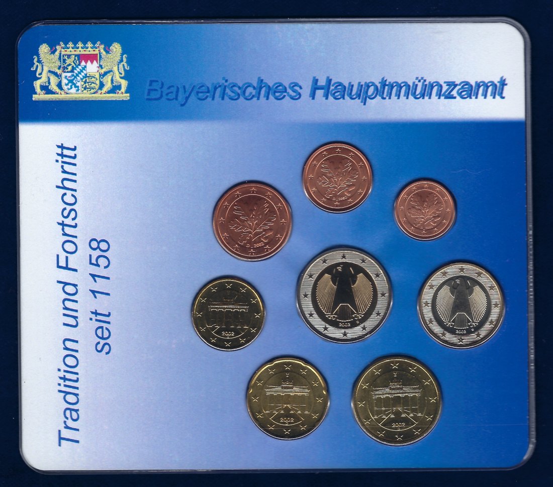  München Bayerisches Hauptmünzamt Numismata 2002 Eurosatz Original   