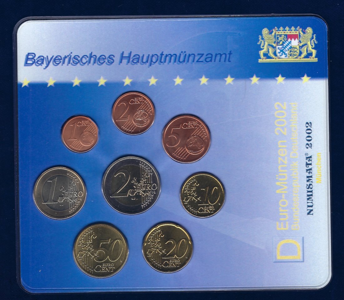  München Bayerisches Hauptmünzamt Numismata 2002 Eurosatz Original   