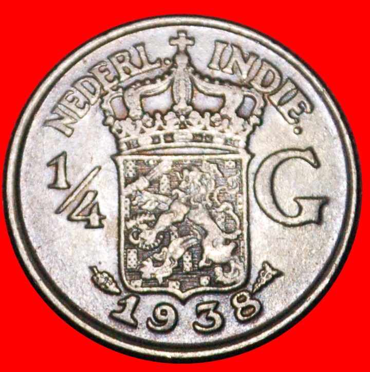  * NIEDERLANDE (1937-1945): NIEDERLÄNDISCH-INDIEN ★ 1/4 GULDEN 1938 SILBER ENTDECKUNG★OHNE VORBEHALT!   