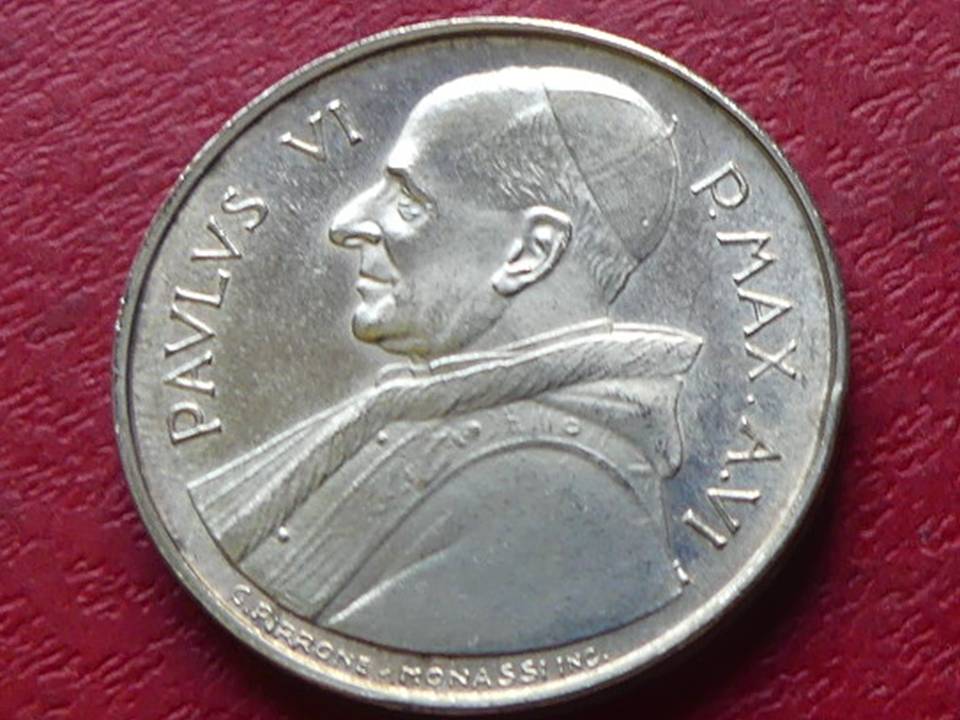  Silbermünze Vatikan 500 Lire 1968 „Weintraube und Gerstenähre“,  Papst Paul VI   