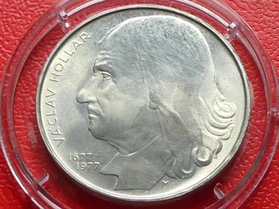  Silbermünze Tschechoslowakei 100 Korun 1977 Vaclav Hollar, 15 Gramm   